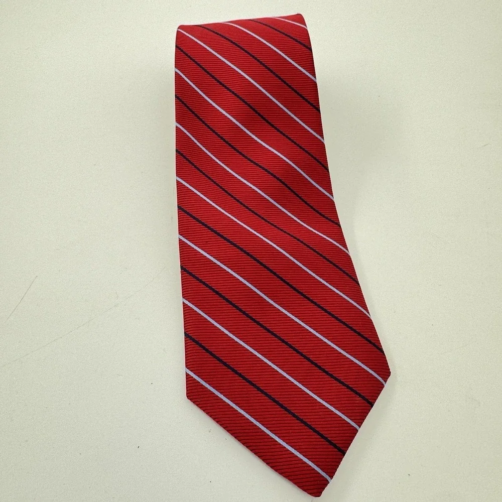 Brooks Brothers Red Rep Stripe 100% Silk Tie 3.75 Classic Wide USA Made 61